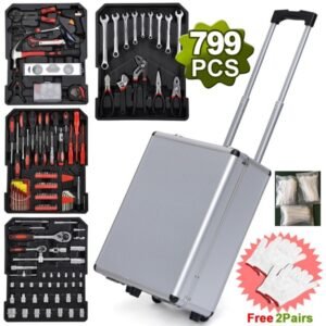 799pcs Aluminum Trolley Case Tool Set Silver - Image 2