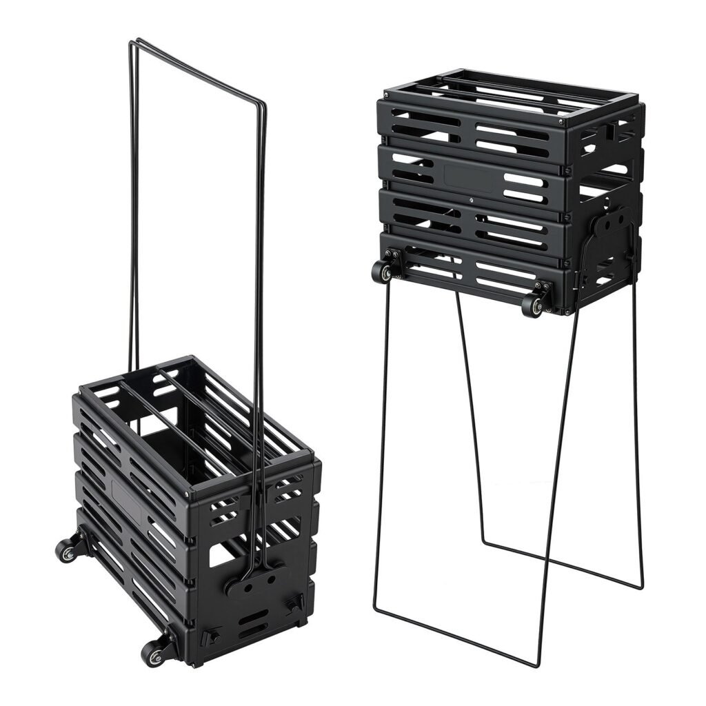 Tennis Ball Hopper, Holds 80 Tennis Balls, Pickleball Basket Cart With Wheels For Easy Pick Up, Portable Pickleball C Ollection Caddy With Heavy-Duty Construction, For Training Carrying Storage