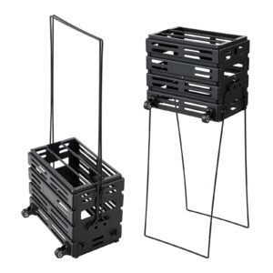 Tennis Ball Hopper, Holds 80 Tennis Balls, Pickleball Basket Cart With Wheels For Easy Pick Up, Portable Pickleball C Ollection Caddy With Heavy-Duty Construction, For Training Carrying Storage - Image 1