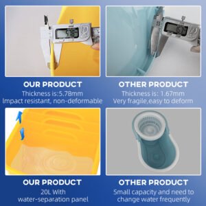 Compact Mop Bucket with Wringer, Mop Bucket on Wheels, 21 Quart, Separate Dirty and Clean Water, Yellow - Image 4