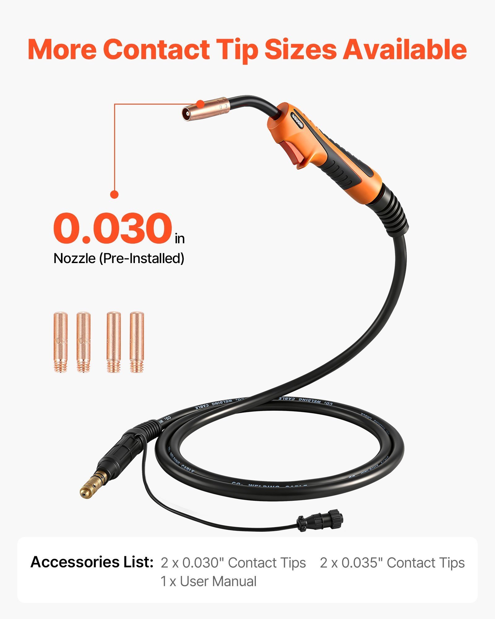 100A MIG Welding Gun With 10FT Cable, Replacement For Lincoln Magnum 100L (K530-6) - With 5PCS Mig Welding Contact Tips - Image 4