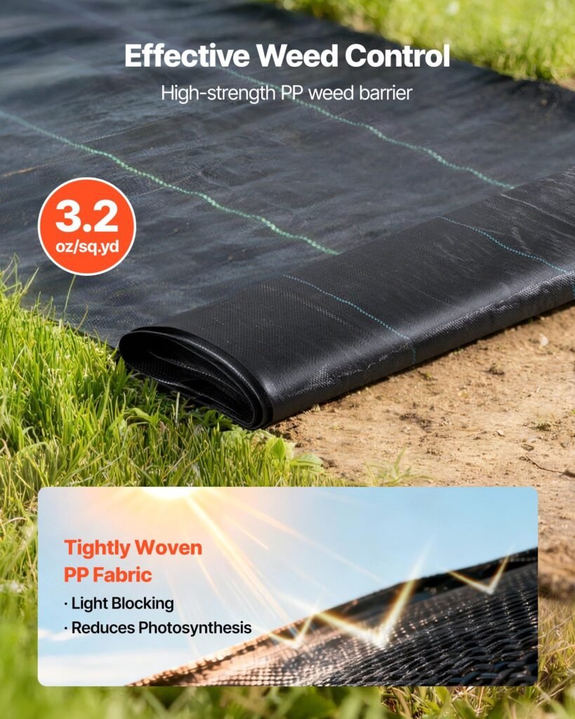 Weed Barrier Fabric Heavy Duty, 2 Packs 3x50FT 3.2oz Weed Blocker Fabric, Woven Landscape Fabrics, Garden Fabrics Weeds Barrier, Weeds Control Ground Cover, Geotextile Webbing, Black