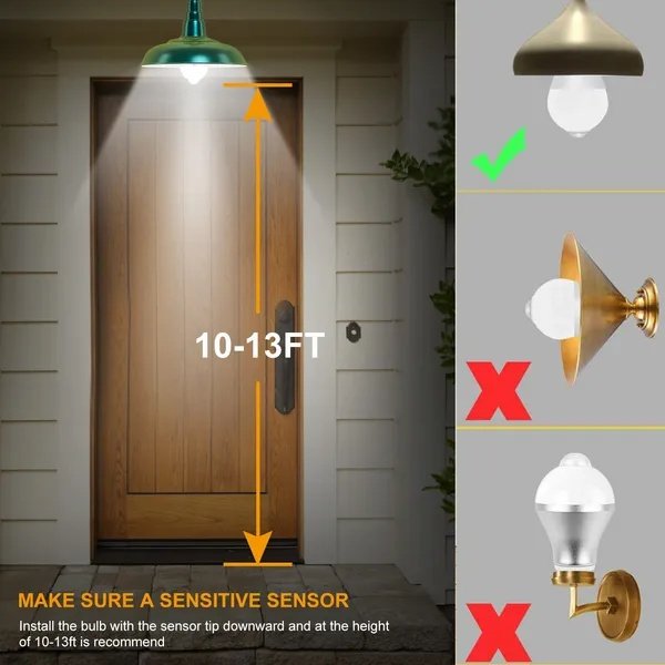 E27 Motion Sensor Light Bulb 9W/5W 1000LM 6500K Dusk To Dawn Automatic On/Off LED Light Bulb Indoor Outdoor Use