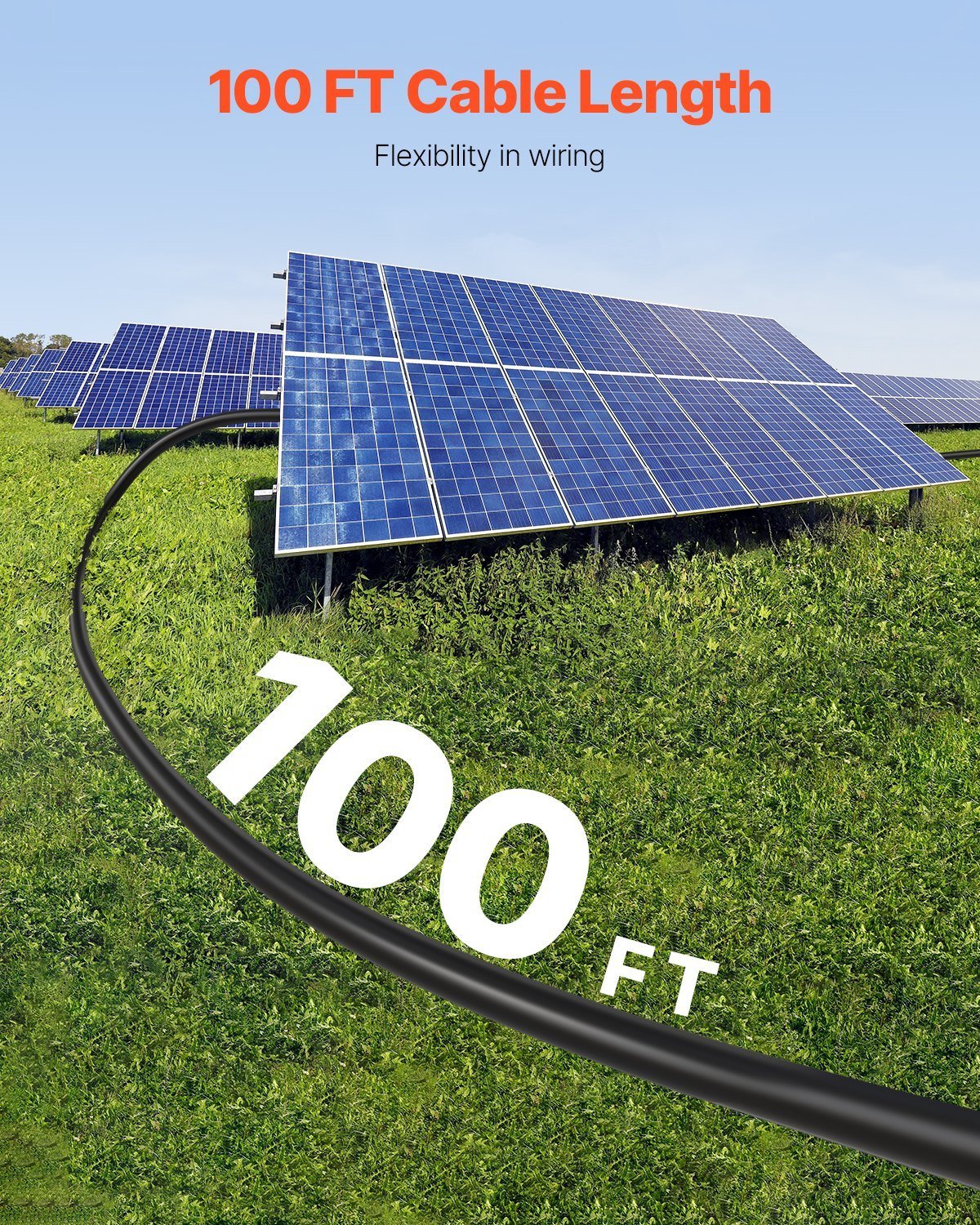 100FT Solar Panel Extension Cable 10AWG Waterproof PV 6mm² Cable Black - Image 3