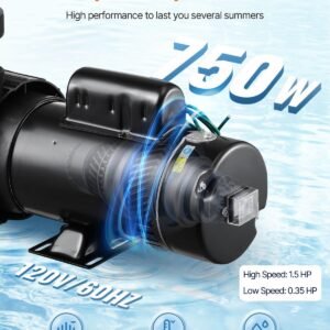 Above Ground Pool Pump 1.5HP/0.35HP Dual Speed Swimming Pool Pump 110 GPM/52 GPM - Image 2