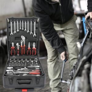 Black Manual Toolbox With 4 Layers Of Tool Sets And Wheels - Image 4