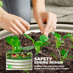Set of 2 Raised Garden Bed, Metal Planter Box with Safety Edging, Easy-to-assemble Stock Tank 3x3x1.4 Silver - Image 3