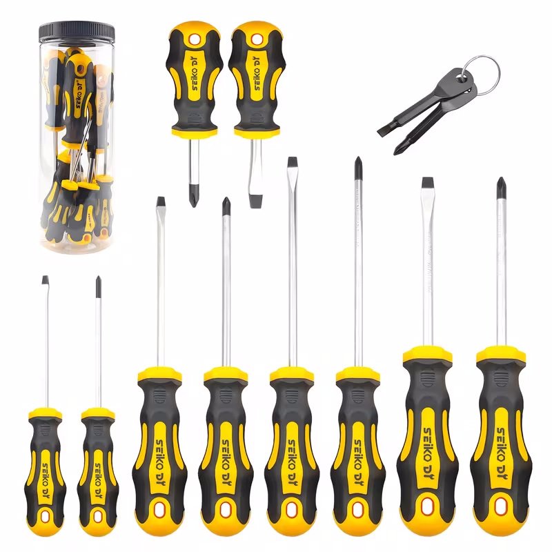 Screwdriver Set, 10 Pcs Set With Handle Screwdrivers And 2 Portable Screwdriver Bits, Including Flathead 5mm, 6mm, And Phillips PH0, PH1, PH2 Bits, Suitable For Home Repairs