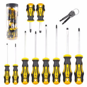 Screwdriver Set, 10 Pcs Set With Handle Screwdrivers And 2 Portable Screwdriver Bits, Including Flathead 5mm, 6mm, And Phillips PH0, PH1, PH2 Bits, Suitable For Home Repairs - Image 1